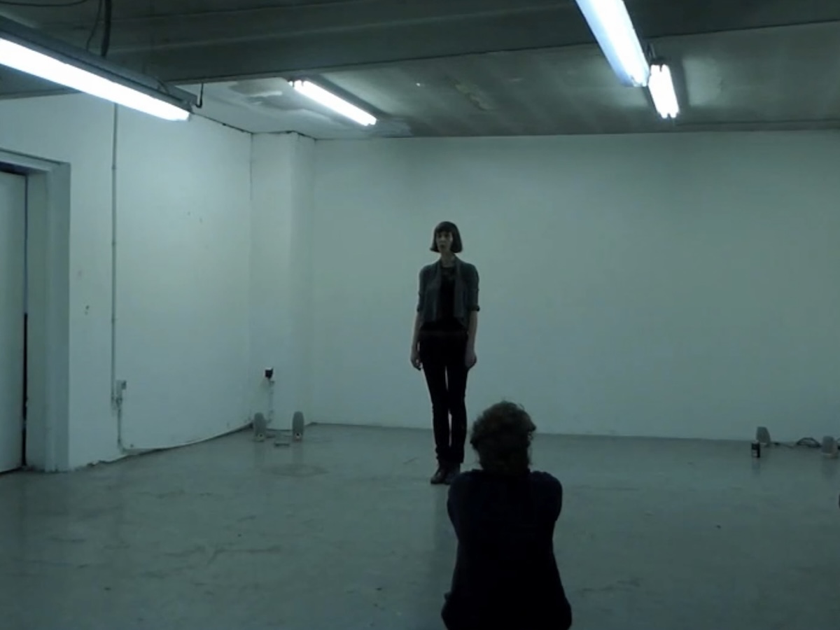 0 1: Jane Coppin's performance 0 1, Antwerp — a live feedback loop of recorded speech that
                        dissolves into noise.